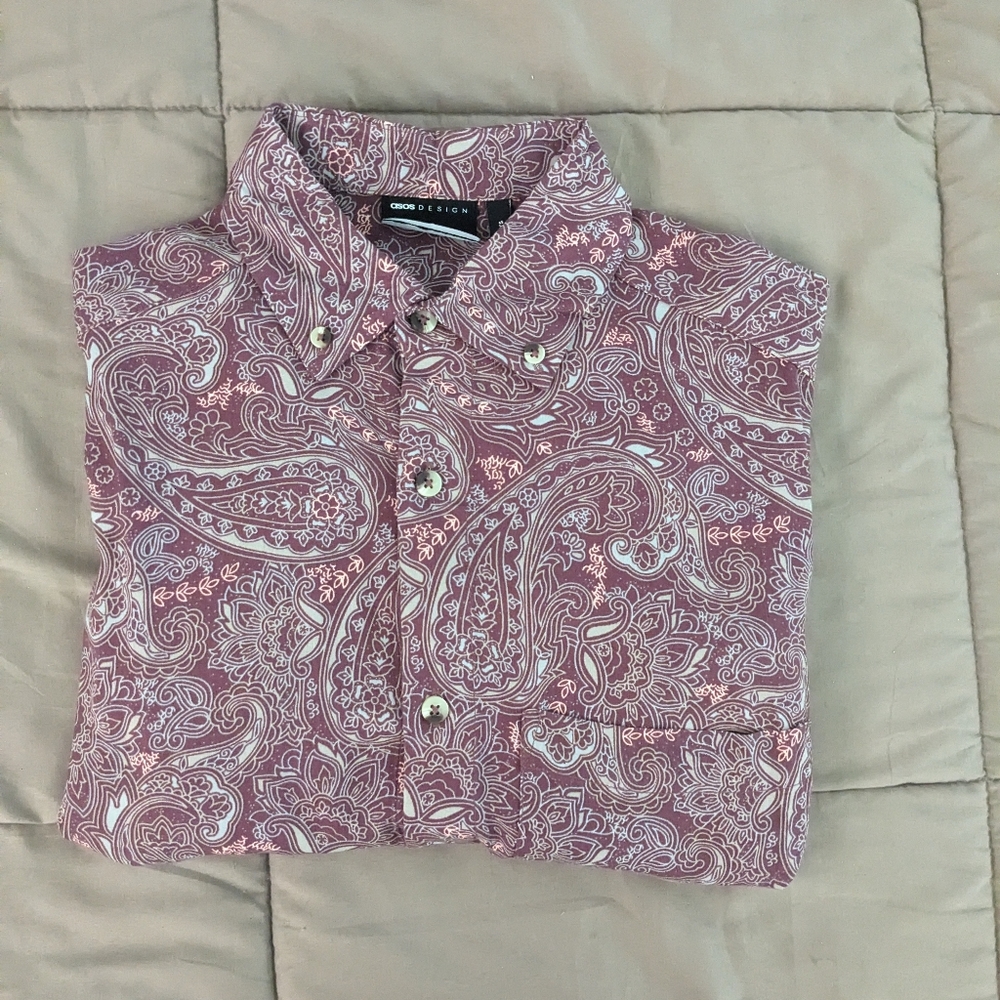 NWOT ASOS DESIGN 90s oversized shirt in purple paisley print